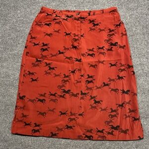 Weekend Traffic Women's Skirt Size 14 Maroon Black And Gray Horse Print